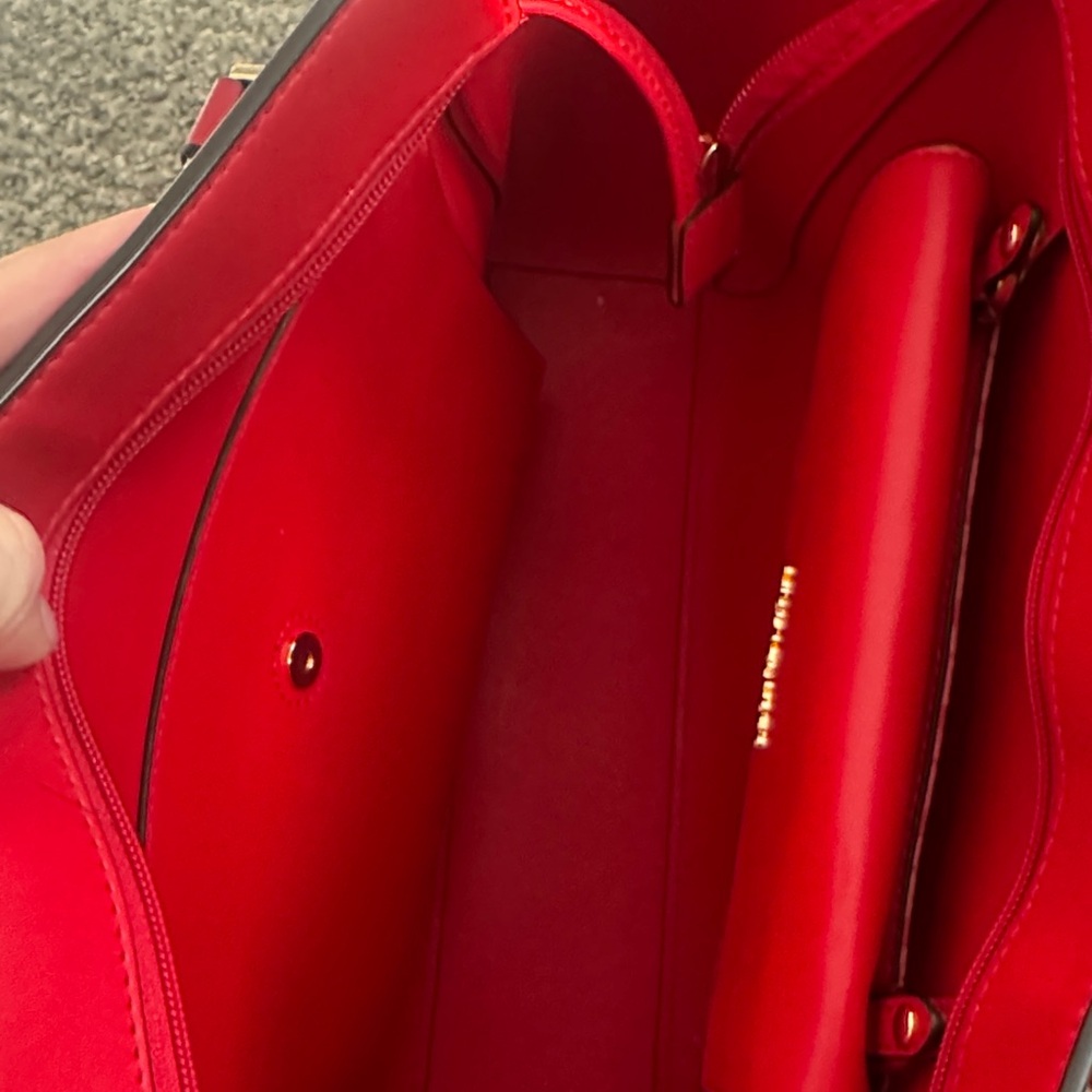 Large Michael Kors Bright Red Saffiano Leather Tote - Picture 5 of 7